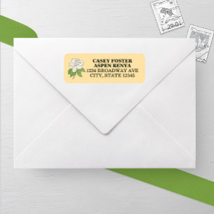 Minimalist Magnolia Flower Wedding Return Address Label