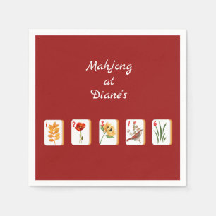Minimalist Mahjong Flower Tiles Paper Napkin