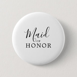 Minimalist Maid of Honour Bridal Shower 6 Cm Round Badge