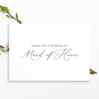 Minimalist Maid of Honour Folded Thank You Card
