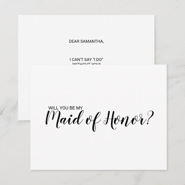 Minimalist Maid of Honour Proposal Card (Front/Back)