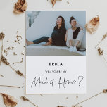 Minimalist Maid of Honour Proposal Photo Card<br><div class="desc">Modern,  simple and clean: adopt this minimalist handwritten design for your wedding stationery. Fully customisable colours.</div>
