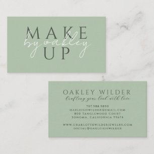 Minimalist Makeup Artist Sage Green Business Card