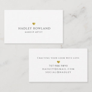 Minimalist Makeup Up Artist Gold Heart Business Card
