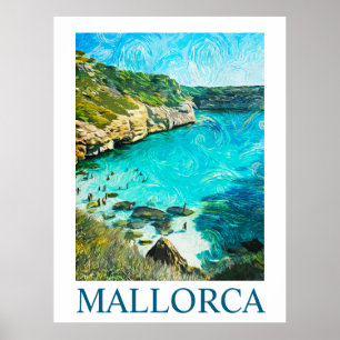 Minimalist Mallorca Spain Mediterranean Oil Paint Poster