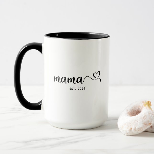 Minimalist Mama Swash Heart Script Photo Mug (With Donut)