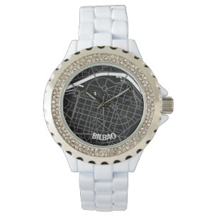 minimalist map clock in Bilbao - Black-white Watch