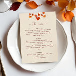 Minimalist Maple Leaf Cream Texture Wedding Dinner Menu<br><div class="desc">Keep your wedding reception décor simple and elegant with this minimalist dinner menu. Featuring a cream-coloured textured background and a subtle maple leaf design,  this menu is ideal for a modern or understated fall wedding. Easily customisable to suit your menu choices.</div>