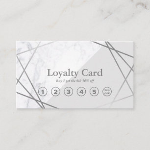 Minimalist Marble Geometric Silver Grey Loyalty Business Card