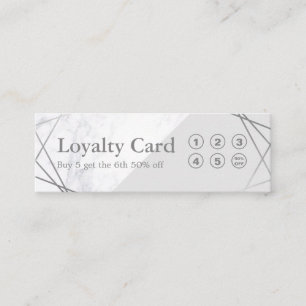 Minimalist Marble Geometric Silver Grey Loyalty Mini Business Card