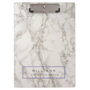 Minimalist Marble with Blue Frame Clipboard