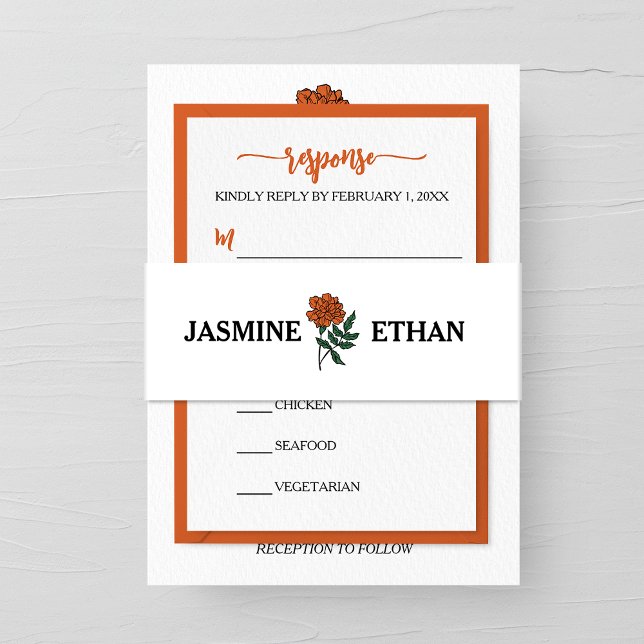Minimalist Marigold Wedding Invitation Belly Band (Creator Uploaded)