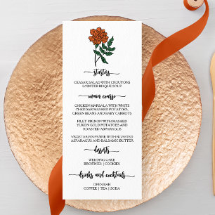 Minimalist Marigold Wedding Menu