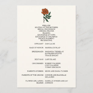 Minimalist Marigold Wedding Program