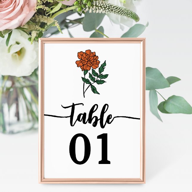 Minimalist Marigold Wedding Table Number (Creator Uploaded)