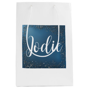 Minimalist Marine Blue and White Medium Gift Bag