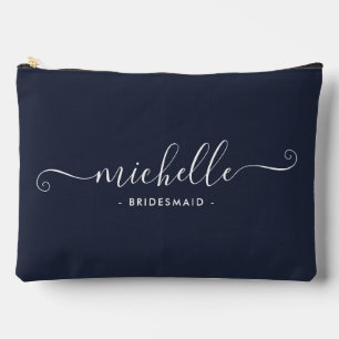 Minimalist Marine Blue Personalised Bridesmaid Accessory Pouch
