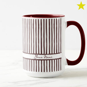 Minimalist Maroon Watercolor Stripes Custom Name Mug