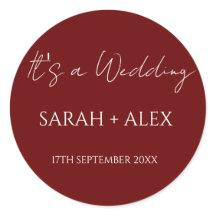 Minimalist Maroon Wedding Cocktail Napkins