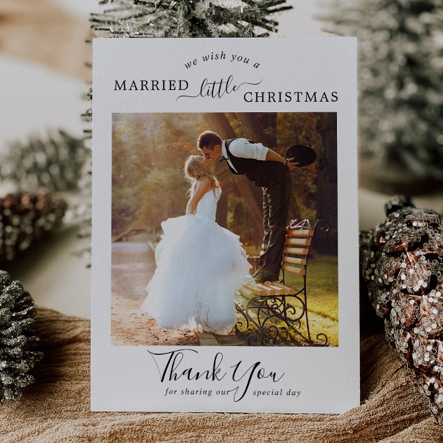 Minimalist Married Little Christmas Thank You Holiday Card (Creator Uploaded)