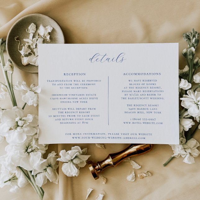 Minimalist Marseille Bleu Wedding Details Card (Creator Uploaded)