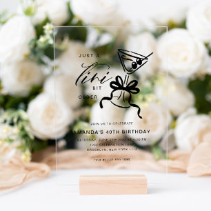 Minimalist Martini Chic Black and White Birthday  Acrylic Invitations