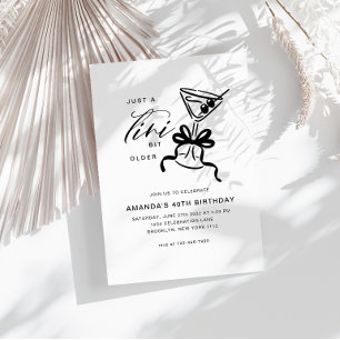 Minimalist Martini Chic Black and White Birthday  Invitation
