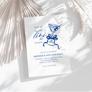 Minimalist Martini Chic Blue Birthday  Invitation