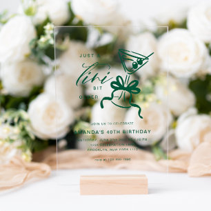Minimalist Martini Chic Green Birthday  Acrylic Invitations