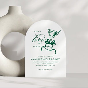 Minimalist Martini Chic Green Birthday Arch Invitation