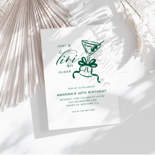 Minimalist Martini Chic Green Birthday  Invitation