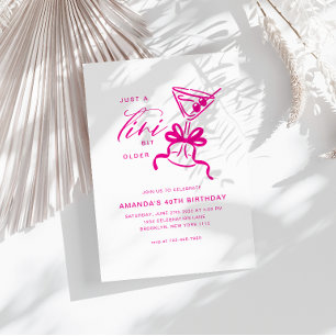 Minimalist Martini Chic Magenta Birthday  Invitation