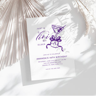 Minimalist Martini Chic Violet Birthday  Invitation