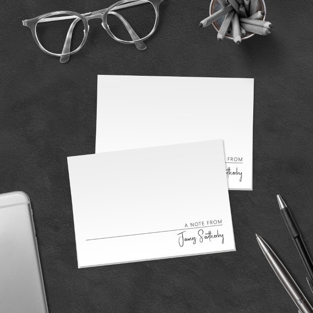 Minimalist Masculine Black and White Simple Note Card (Creator Uploaded)