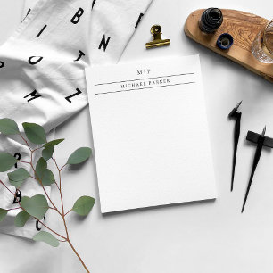 Minimalist Masculine Initials and Name Notepad