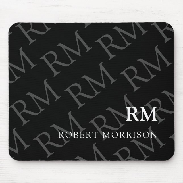 Minimalist Masculine Professional Modern Monogram Mouse Pad (Front)