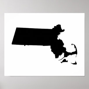 Minimalist Massachusetts in Black Poster