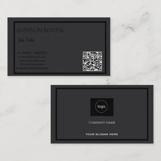 Minimalist Mate Black QR Business Card