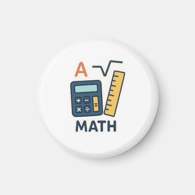 Minimalist Math Subject – Calculator, Ruler Magnet (Front)