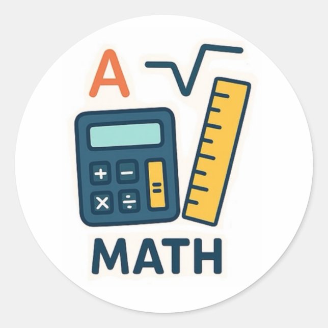 Minimalist Math Subject Sticker – Calculator, Rule (Front)