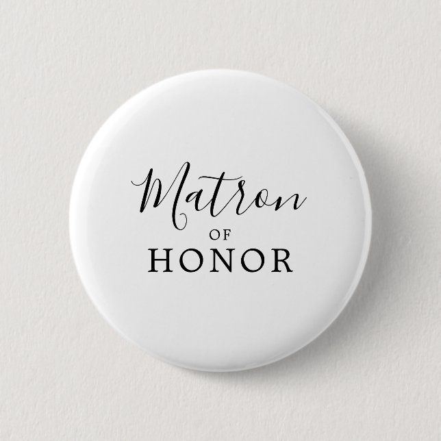 Minimalist Matron of Honour Bridal Shower 6 Cm Round Badge (Front)