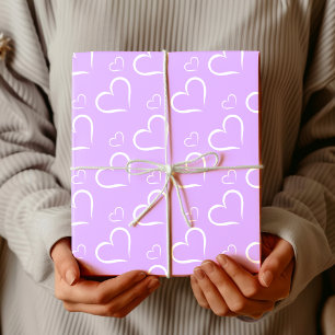 Minimalist Mauve Chic White Open Hearts Wrapping Paper