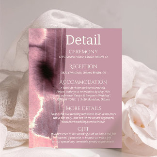 Minimalist Mauve Dusty Rose wedding details Enclosure Card
