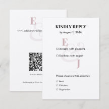 Minimalist Mauve Small RSVP Card | QR Code