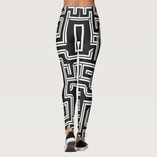 Minimalist Maze Monochrome Leggings (Back)