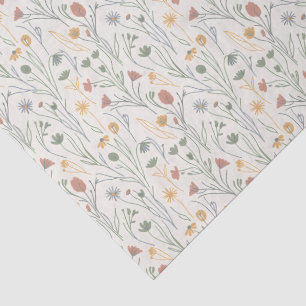 Minimalist Meadowcore Abstract Wildflowers Tissue Paper