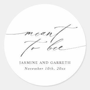 Minimalist Meant To Bee Wedding Sticker and Label