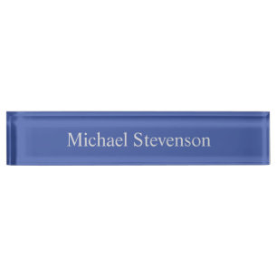 Minimalist Medium Blue Modern Plain Nameplate