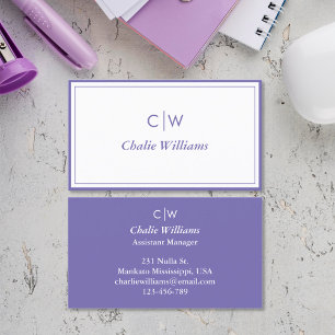 Minimalist medium purple, 2 Borders Business Card