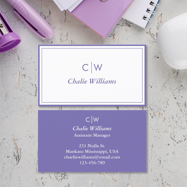 Minimalist medium purple, 2 Borders  Business Card (Creator Uploaded)